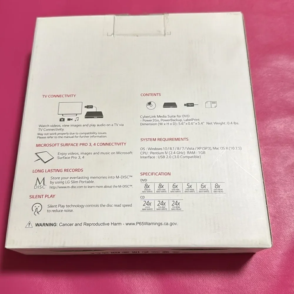LG GP65NB60 8X USB 2.0 Super Multi Ultra Slim Portable DVD Writer Drive +/-RW - Picture 2 of 4